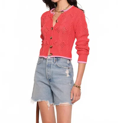 Heartloom Elaya Long Sleeve Cardigan In Flame In Pink