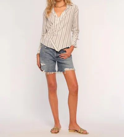 Heartloom Elene Button-down Asymmetrical Shirt In Eggshell In Neutral