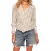 Heartloom Elene Button-down Asymmetrical Shirt In Eggshell In White