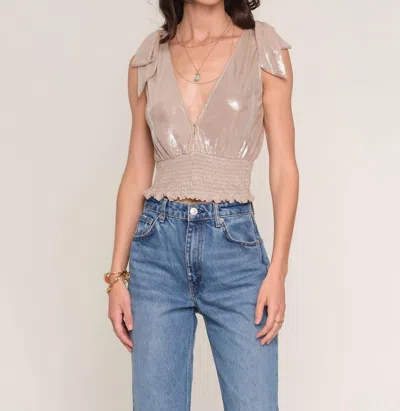 Heartloom Georgia Top Wrap-style V-neck Blouse In Champagne In Neutral