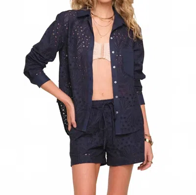 Heartloom Gia Button-down Top Adn Shorts Set In Navy In Blue