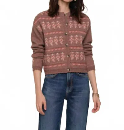 Heartloom Glenna Floral Knit Cardigan In Taupe In Brown