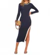 Heartloom Harris Slit Midi Dress In Navy Blue In Blue