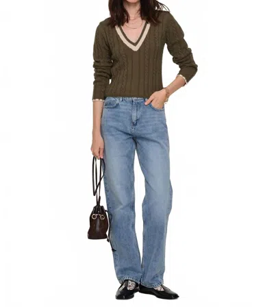 Heartloom Jaden Cable Stitch Sweater In Olive In Green