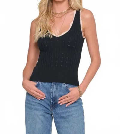 Heartloom Kayla Ribbed Scoop Neck Tank Top In Black In Blue