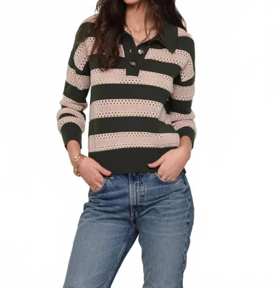 Heartloom Kendi Rugby Stripe Sweater Top In Kale In Multi
