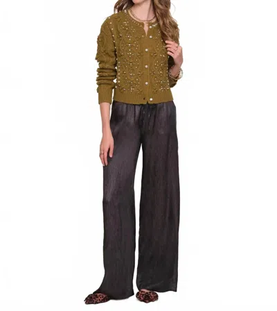 Heartloom Kessy Silky Drawstring Pant In Black In Brown