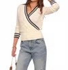 Heartloom Kian Varsity Sweater In Eggshell In White