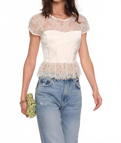Heartloom Lace Bustier Peplum Top In Ivory In White