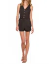 Heartloom Linen Vest Romper In Black In Black