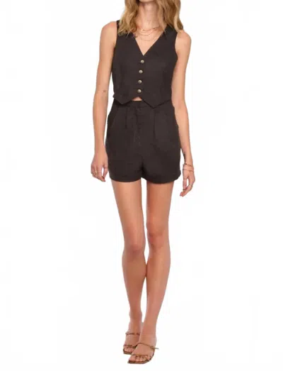 Heartloom Linen Vest Romper In Black