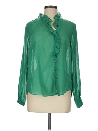 Pre-owned Heartloom Long Sleeve Blouse In Green