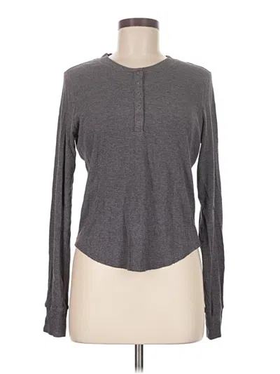 Pre-owned Heartloom Long Sleeve Top Gray Keyhole Neckline Tops