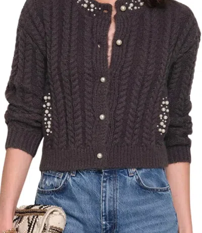 Heartloom Lottie Long Sleeve Cardigan In Charcoal In Brown