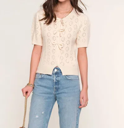 Heartloom Mae Bows Crewneck Cardigan In Ivory In Multi