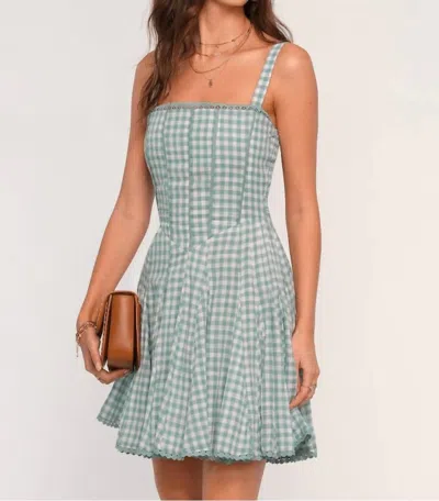 Heartloom May Gingham Mini Dress In Green In Blue