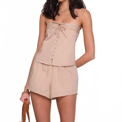 Heartloom Myrtle Tie Front Detail Top In Beige In Pink