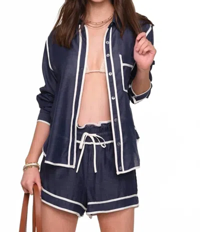 Heartloom Peyton Button-down Top & Short Set In Indigo In Blue