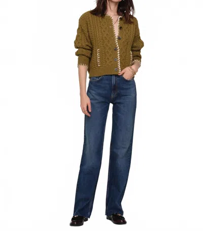 Heartloom Renoir Cardigan In Moss In Brown