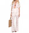 Heartloom Rosie Eyelet Button Front Shirt In Eggshell In Pink