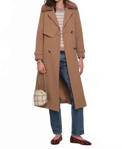 Heartloom Ross Coat With Faux Fur Collar In Beige In Brown