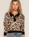HEARTLOOM ROWAN LONG SLEEVE POLO BLOUSE IN LEOPARD