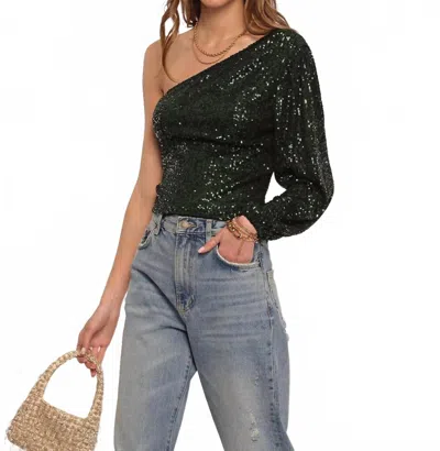 Heartloom Seela One-shoulder Top In Forest In Black