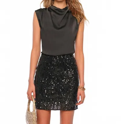 Heartloom Sequin Satin Mini Dress In Black