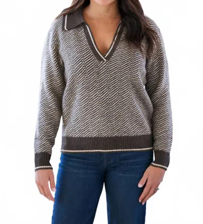 Heartloom Serene V-neck Long Sleeve Sweater In Coco In Blue