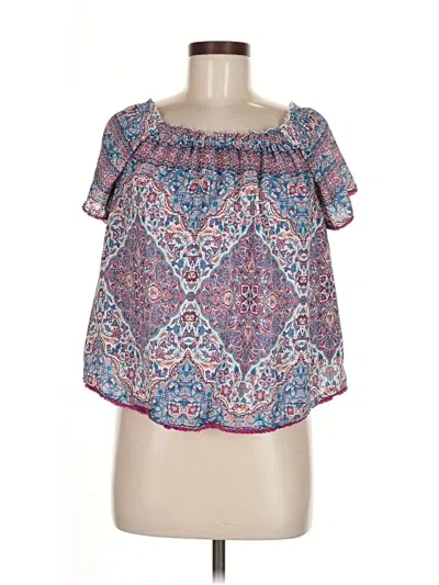 Pre-owned Heartloom Short Sleeve Blouse In Purple