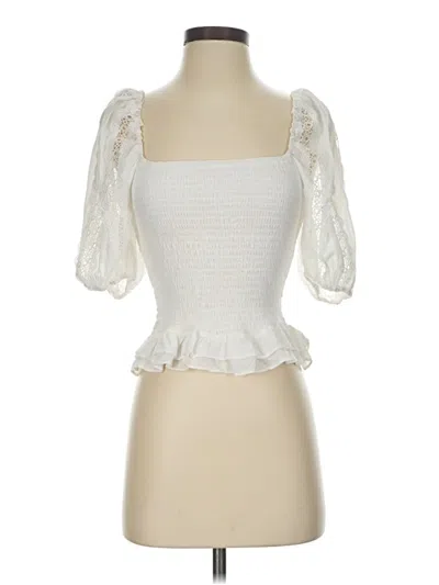 Pre-owned Heartloom Short Sleeve Top Ivory Sweetheart Neckline Tops