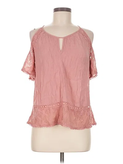 Pre-owned Heartloom Short Sleeve Top Pink Cold Shoulder Neckline Tops