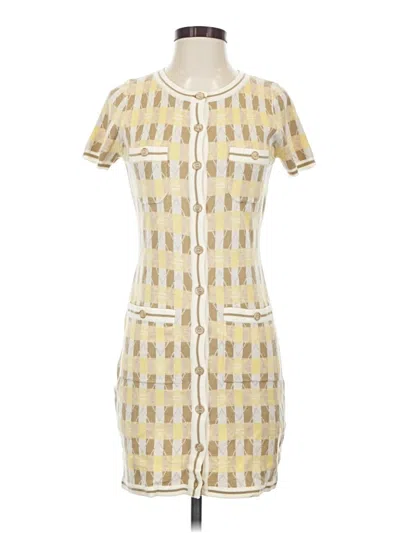 Pre-owned Heartloom Short Sleeve Top Yellow Keyhole Neckline Tops