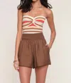 Heartloom Smocked Waist Short In Brown In Brown