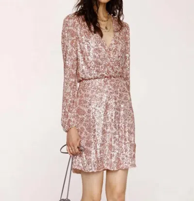 Heartloom Surplice Sequin Dress In Champagne
