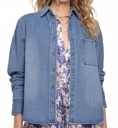 Heartloom Suzanne Button Down Shacket In Ocean In Blue