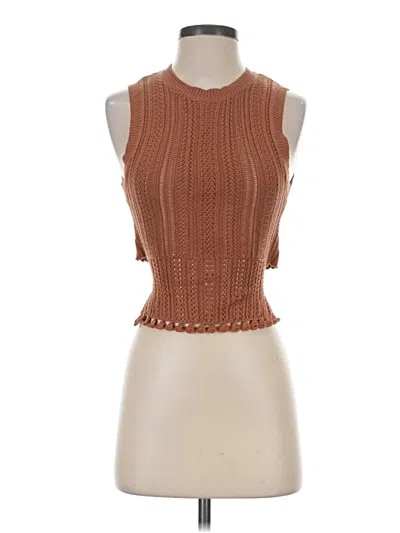 Pre-owned Heartloom Tank Top Brown Halter Neckline Tops