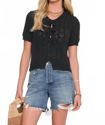 Heartloom Tie Front Sweater Blouse In Black