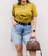 Heartloom Twist Front Knit Tee In Pistachio In Yellow
