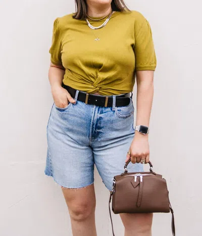 Heartloom Twist Front Knit Tee In Pistachio In Yellow