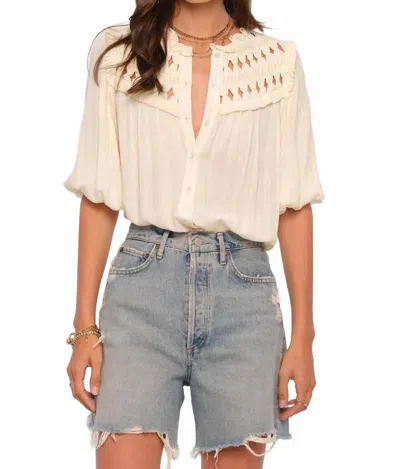 Heartloom Ventura Draped Sleeve Blouse In Ivory In Multi