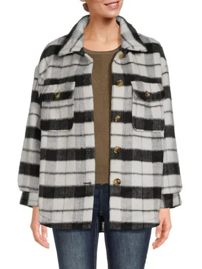 Heartloom Women's Amalia Plaid Faux Fur Jacket In Ivory