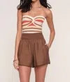 Heartloom Smocked Waist Short In Brown In Brown