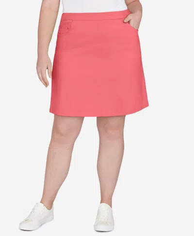Hearts Of Palm Plus Size A Touch Of Tropical Solid Skort In Rose