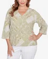 Hearts Of Palm Plus Size Embellished Printed Stretch Jersey Top