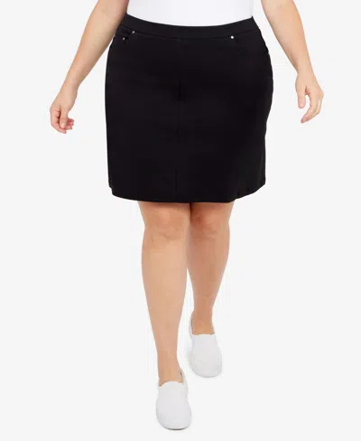 Hearts Of Palm Plus Size Essentials Tech Stretch Pull On Skort With Elastic Wasitband In Black