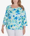 HEARTS OF PALM PLUS SIZE FEELING THE LIME 3/4 SLEEVE TOP