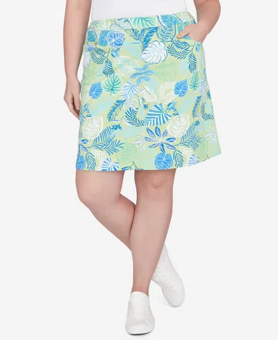 Hearts Of Palm Plus Size Feeling The Lime Printed Skort In Green