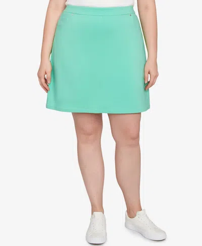 Hearts Of Palm Plus Size It Had To Be Blue Solid Tech Stretch Pull On Skort In Bright Green