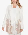 Hearts Of Palm Plus Size Long Sleeve Border Print Cardigan Sweater In Neutral